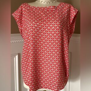 Ann Taylor Factory Floral Print Red Women's Blouse Top Sz S